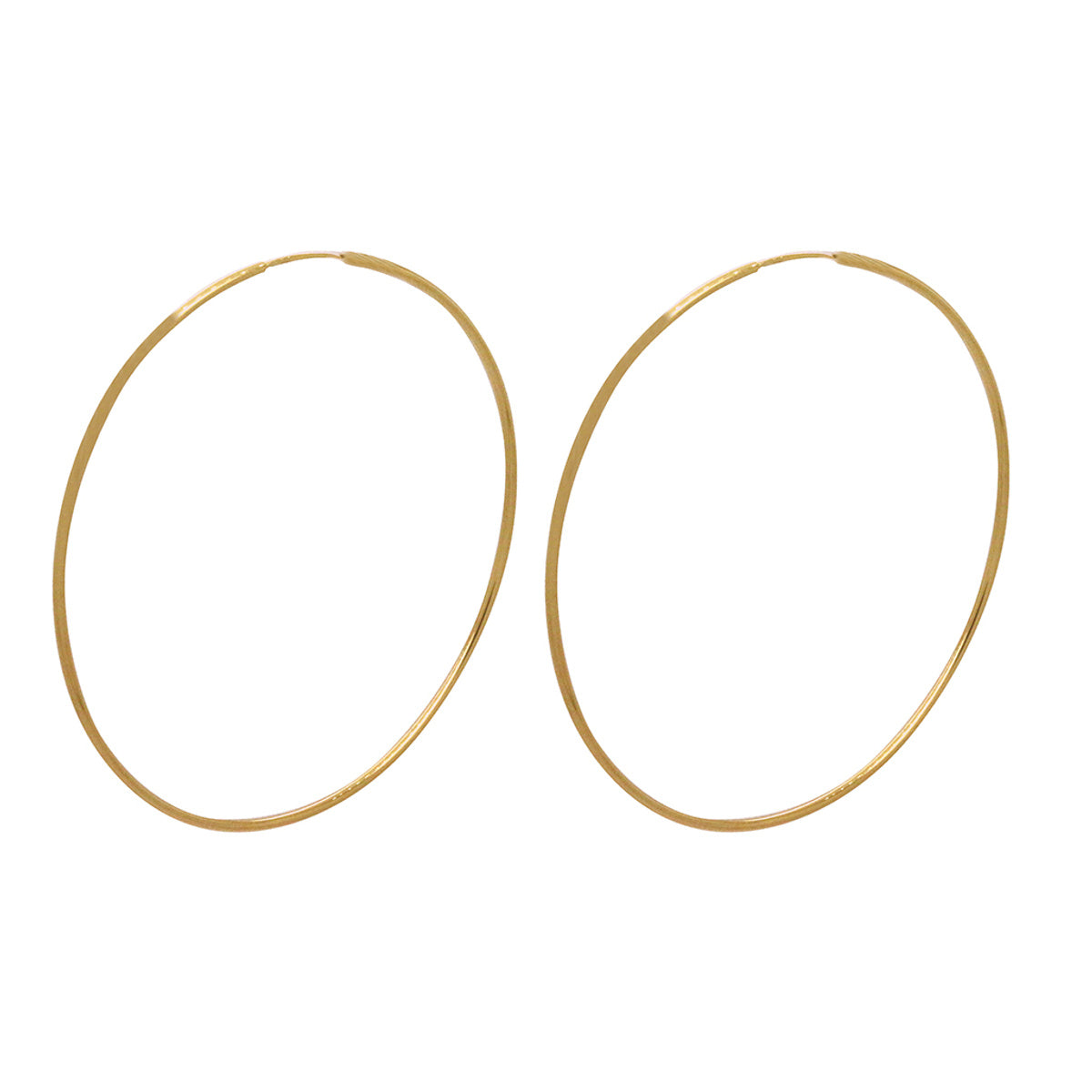 Brinco Argola Fio Redondo Bitola 1,00 mm Diâmetro 5,00 cm em Ouro 18K