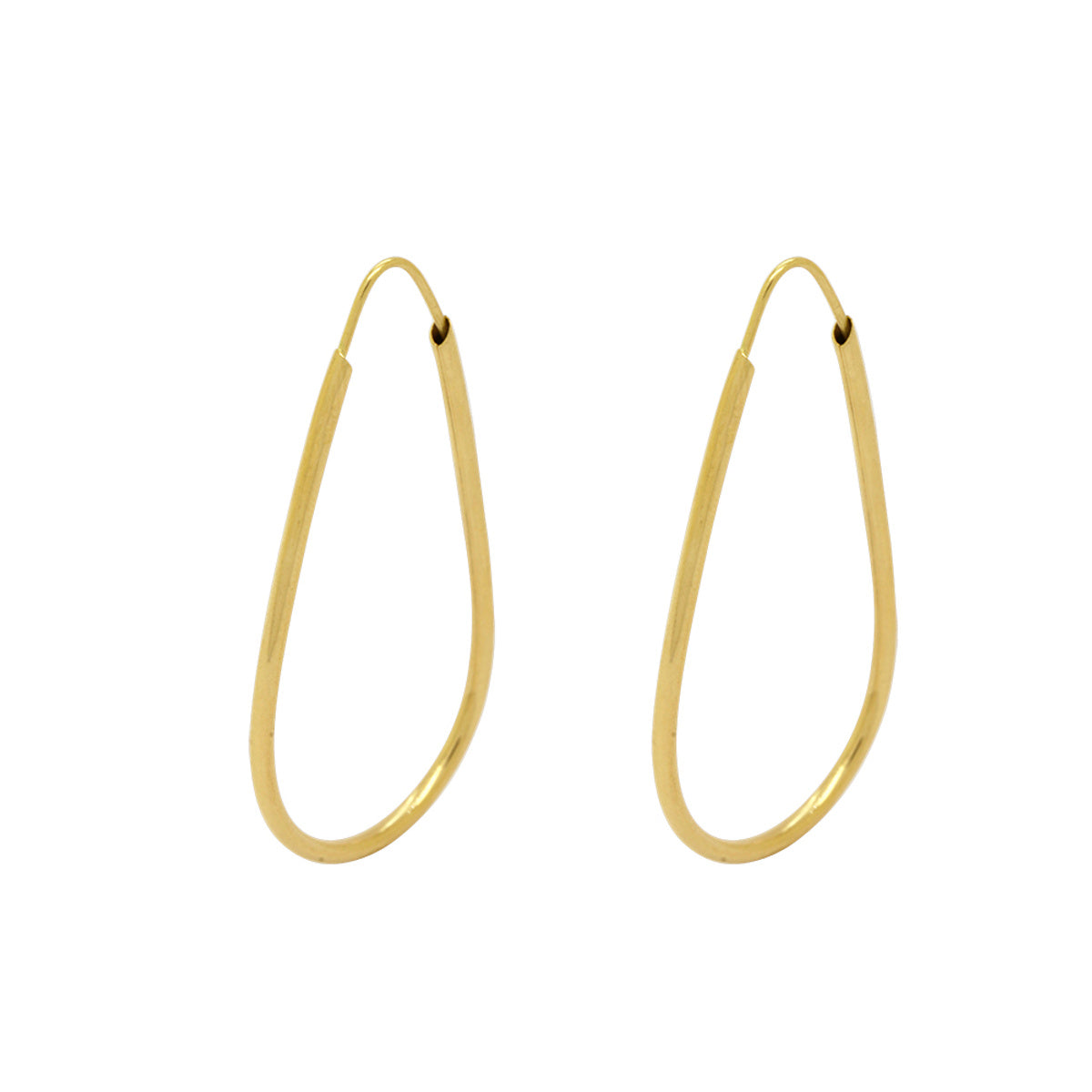 Brinco Argola Gota Fio Redondo Bitola 1,50 mm 21x41 mm em Ouro 18K