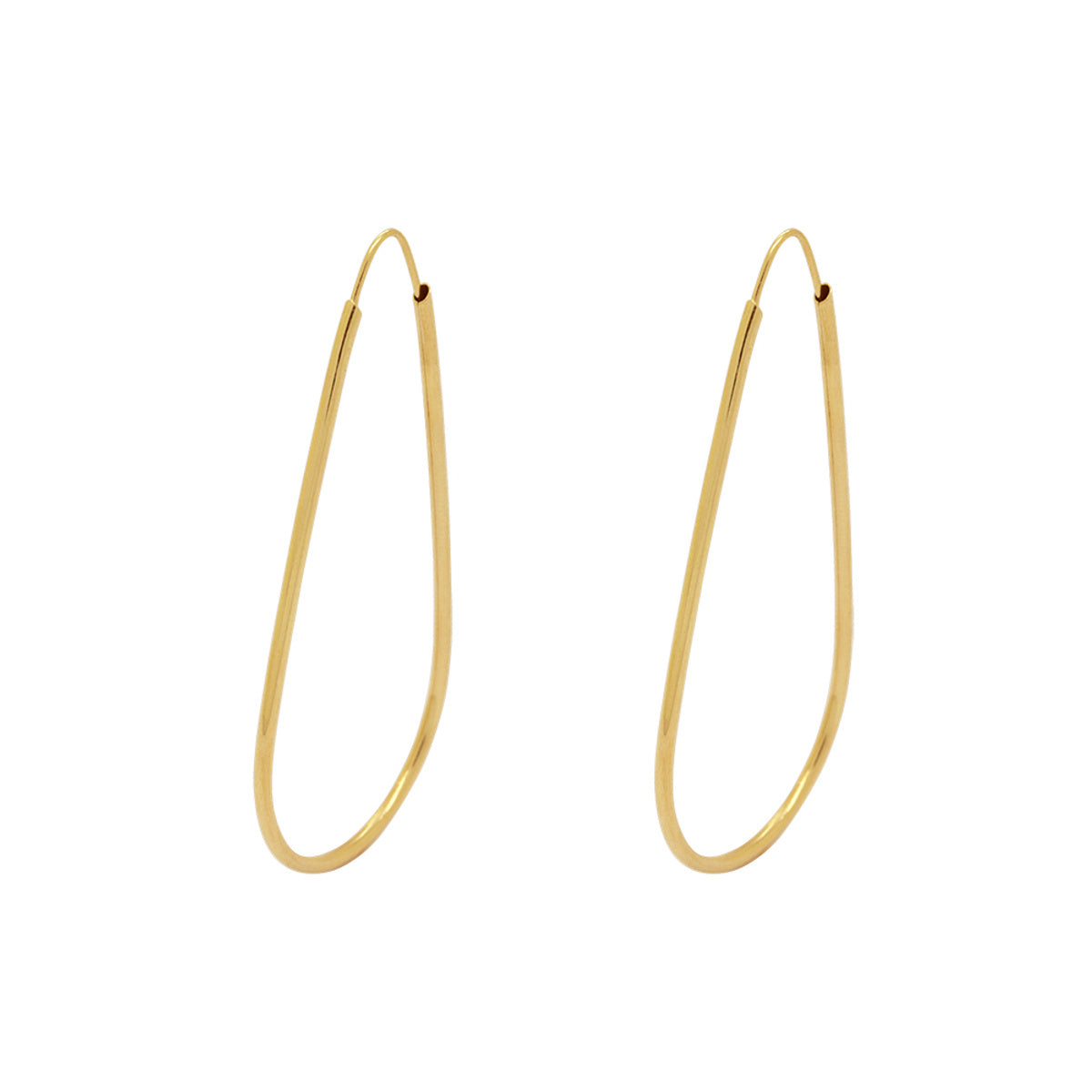 Brinco Argola Gota Fio Redondo Bitola 1,50 mm 27x57 mm em Ouro 18K