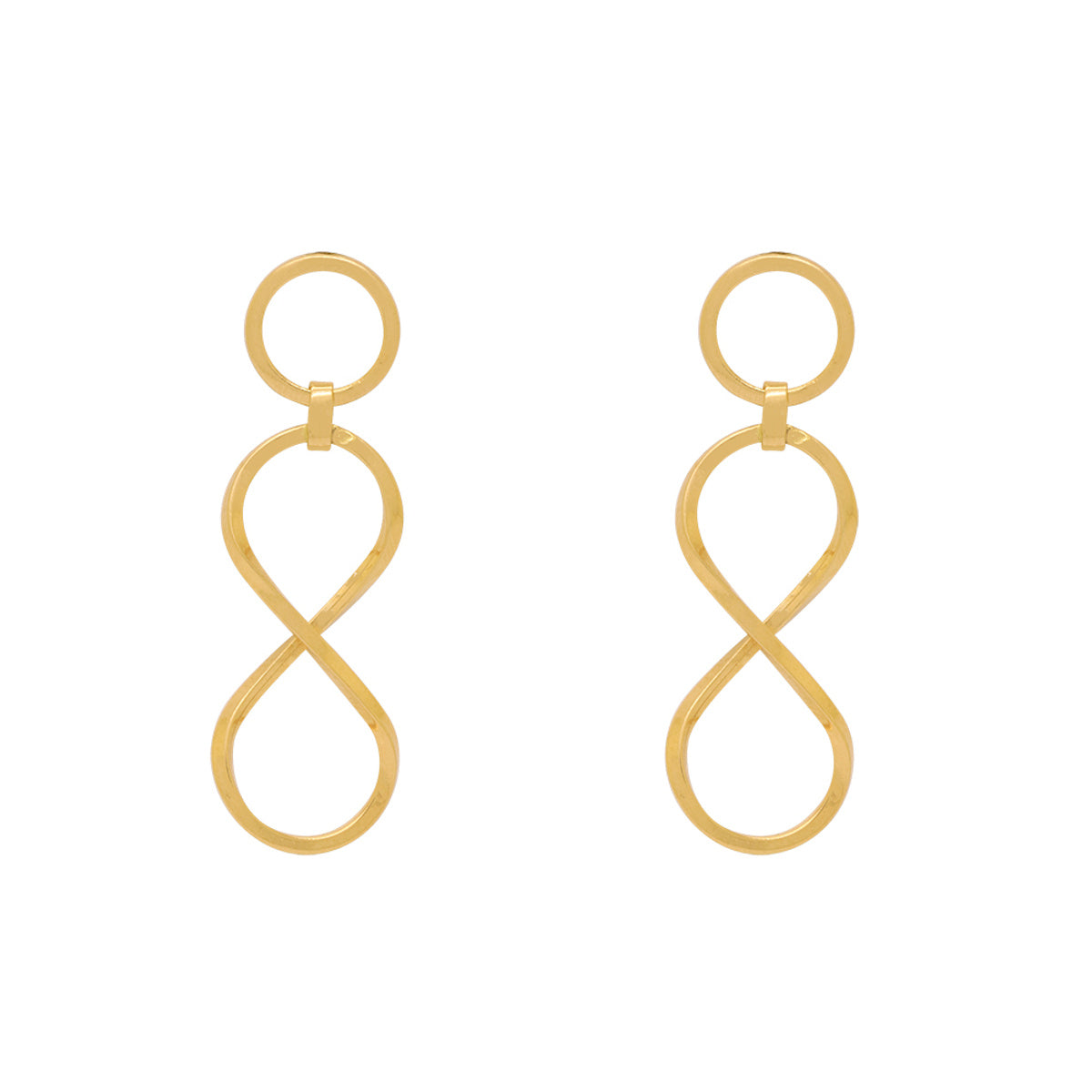Brinco Argola Infinito Fio Retangular em Ouro 18K