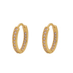 Brinco Argola Oval Zircônias Brancas em Ouro 18K