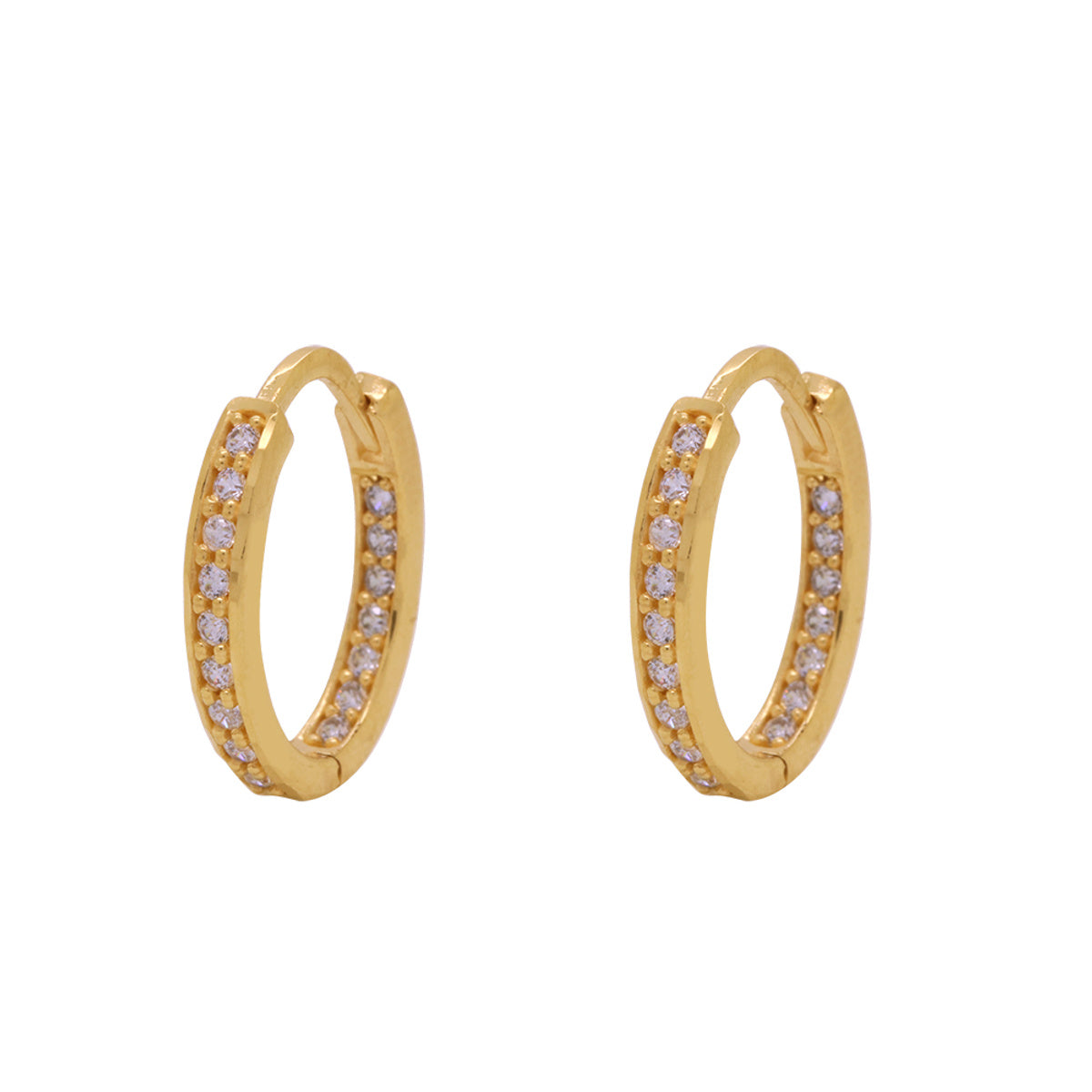 Brinco Argola Oval Zircônias Brancas em Ouro 18K