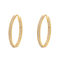 Brinco Argola Oval Zircônias Brancas em Ouro 18K