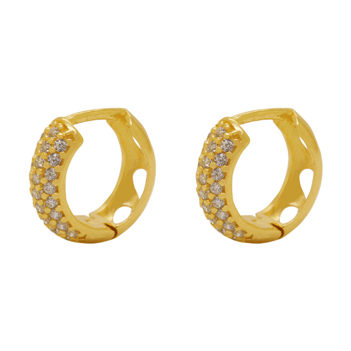 Brinco Argola Pavê Bitola 3,50 mm Zircônias Brancas em Ouro 18K