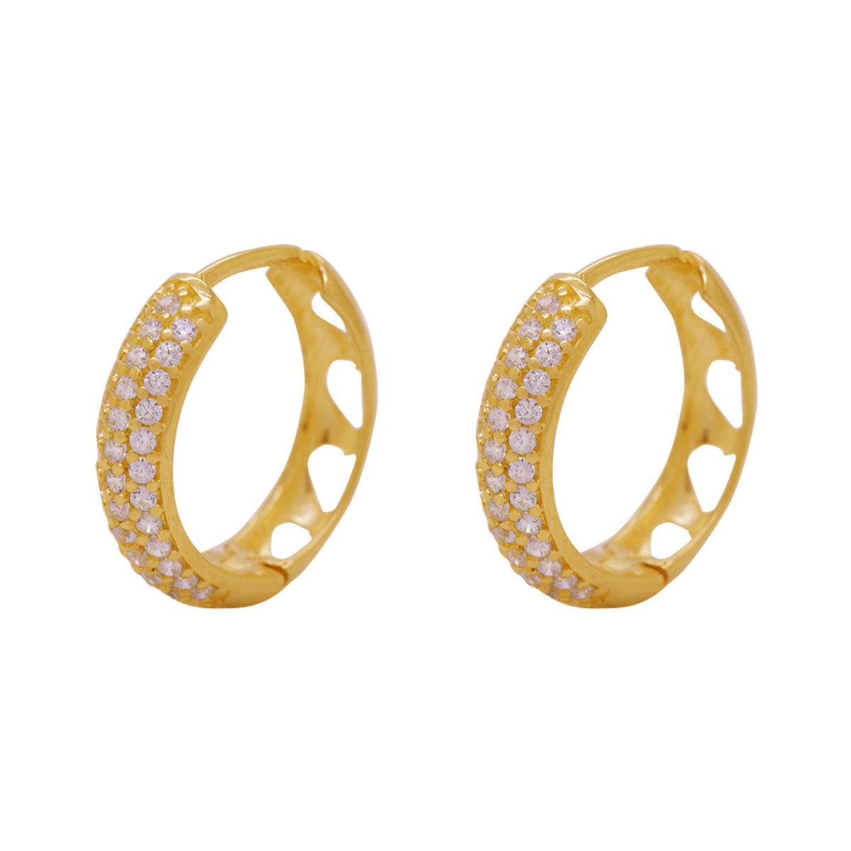 Brinco Argola Pavê Bitola 3,50 mm Zircônias Brancas em Ouro 18K