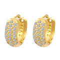 Brinco Argola Pavê Pequeno Cravejado Zircônias em Ouro 18K