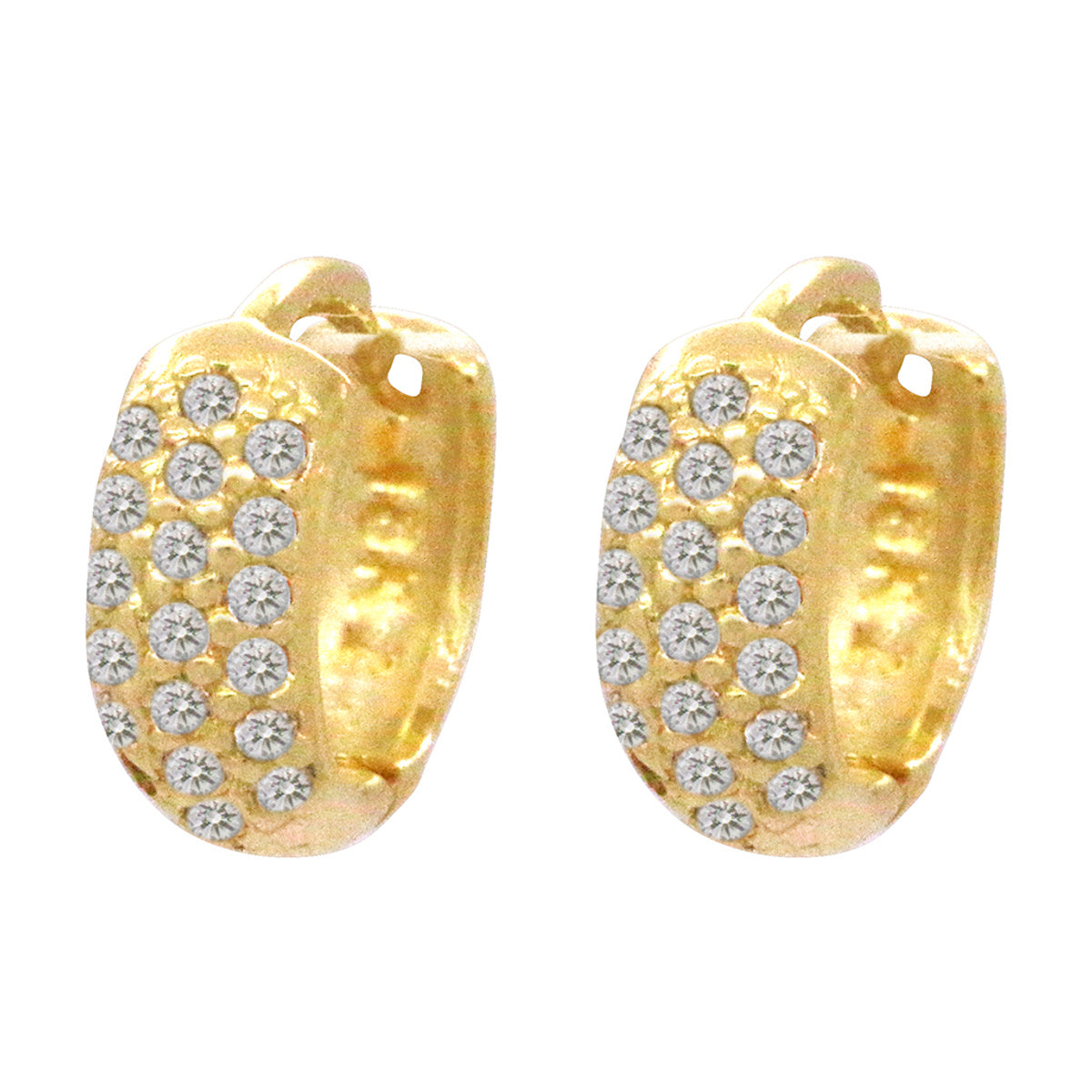 Brinco Argola Pavê Pequeno Cravejado Zircônias em Ouro 18K