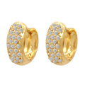 Brinco Argola Pavê Redonda Cravejada Zircônias em Ouro 18K