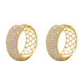 Brinco Argola Pavê Zircônias Brancas em Ouro 18K