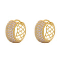 Brinco Argola Pavê Zircônias Brancas em Ouro 18K
