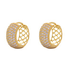 Brinco Argola Pavê Zircônias Brancas em Ouro 18K