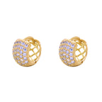 Brinco Argola Pavê Zircônias Brancas em Ouro 18K