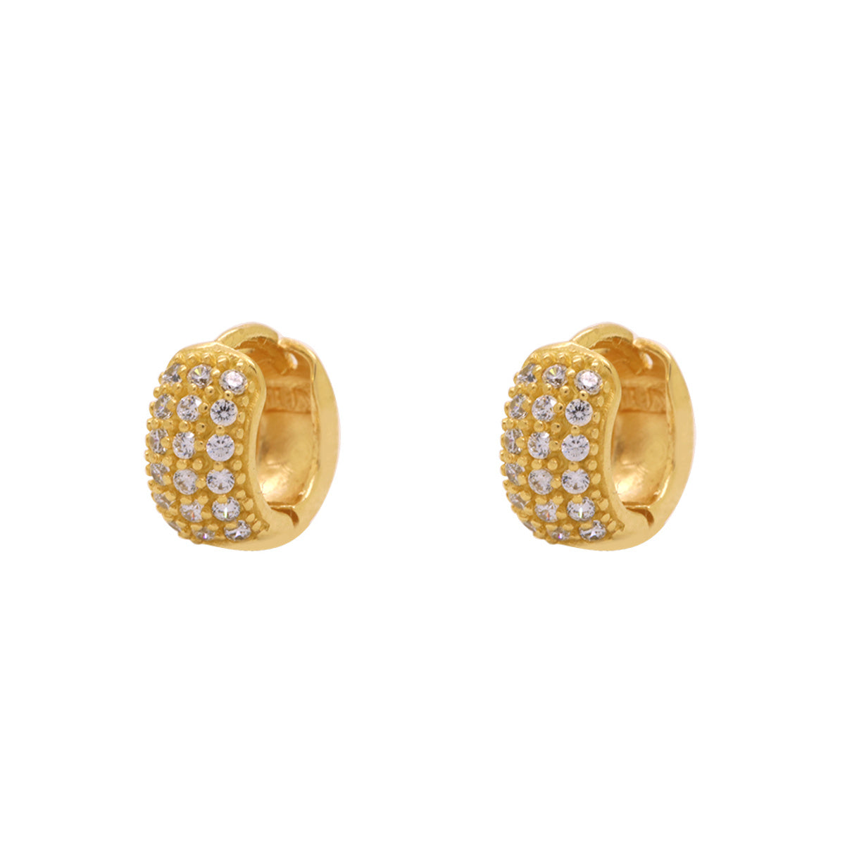 Brinco Argola Pavê Zircônias Brancas em Ouro 18K