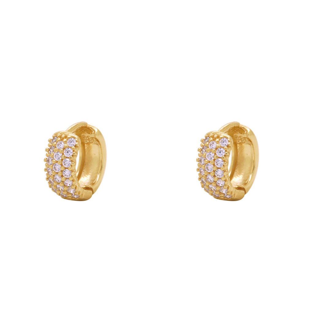 Brinco Argola Pavê Zircônias Brancas Diâmetro 0,80 cm em Ouro 18K