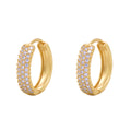 Brinco Argola Pavê Zircônias Brancas Diâmetro 1,40 cm em Ouro 18K