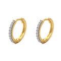 Brinco Argola Pequena Cravejada Zircônias Pino Tranqueta em Ouro 18K