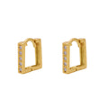 Brinco Argola Quadrada Bitola 2,40 mm Zircônias Brancas Diâmetro 1,05 cm em Ouro 18K