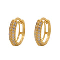 Brinco Argola Redonda 2 Carreiros Cravejados Zircônias Diâmetro 1,10 cm em Ouro 18K