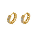 Brinco Argola Redonda 2 Carreiros Cravejados Zircônias Diâmetro 1,10 cm em Ouro 18K