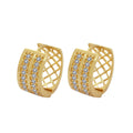 Brinco Argola Redonda 2 Carreiros Espaçados Cravejados Zircônias Diâmetro 1,20 cm em Ouro 18K