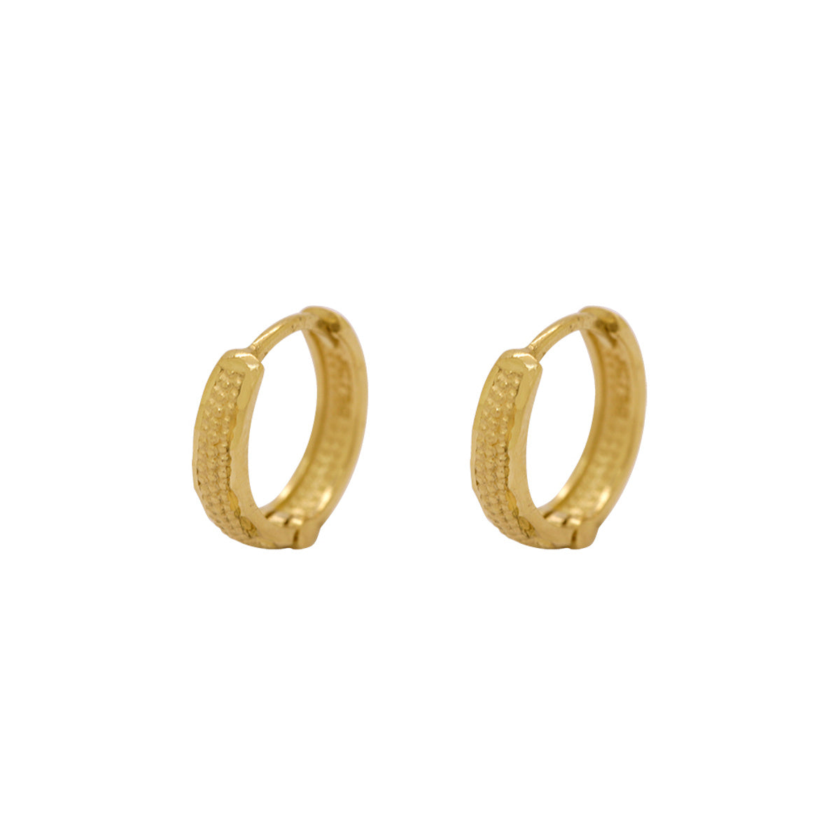 Brinco Argola Redonda Bitola 2,00 mm Trabalhado Pipoca Diâmetro 1,00 cm em Ouro 18K