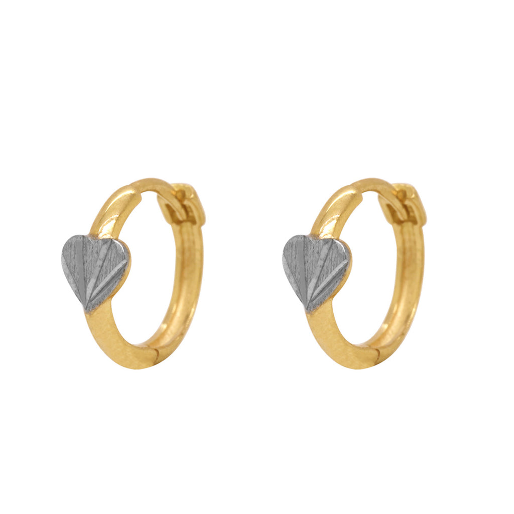 Brinco Argola Redonda Coração Trabalhado Cortes Diamantado em Ouro 18K