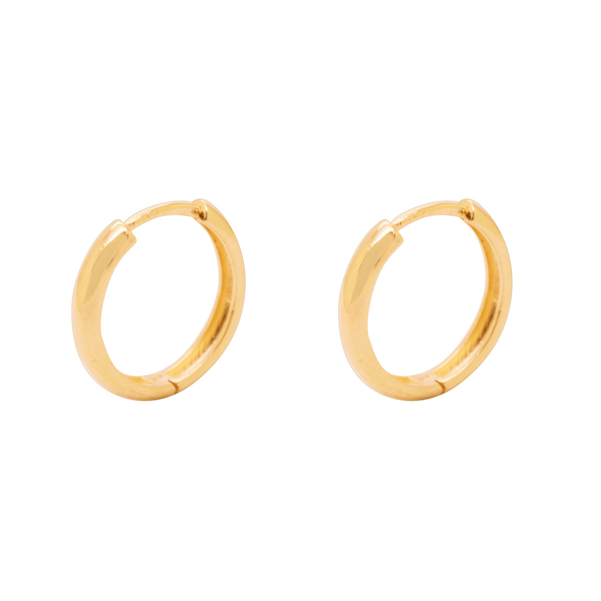 Brinco Argola Redonda Fio Abaulado Bitola 2,20 mm Diâmetro 1,35 cm em Ouro 18K