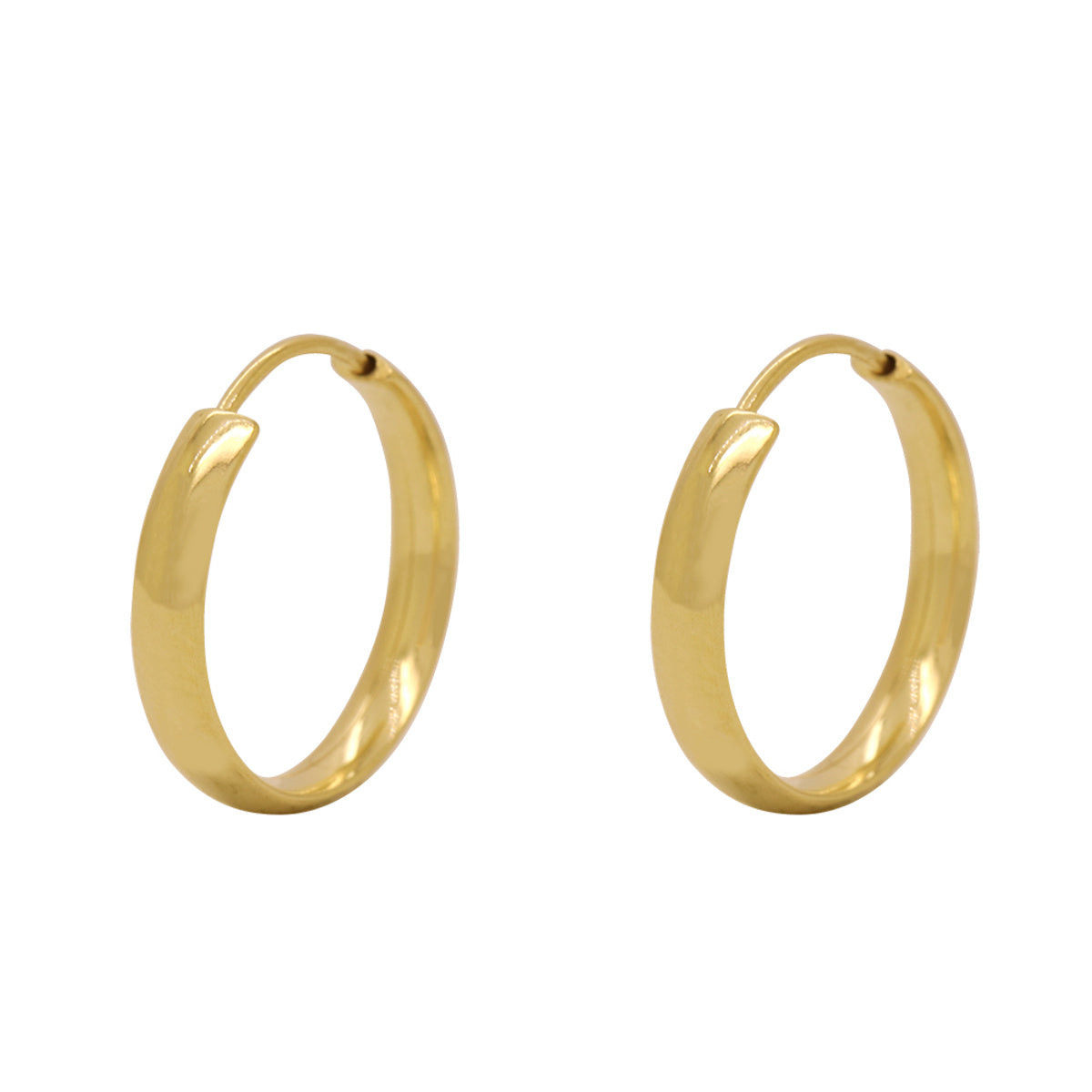 Brinco Argola Redonda Fio Abaulado Bitola 2,30 mm Diâmetro 1,40 cm em Ouro 18K