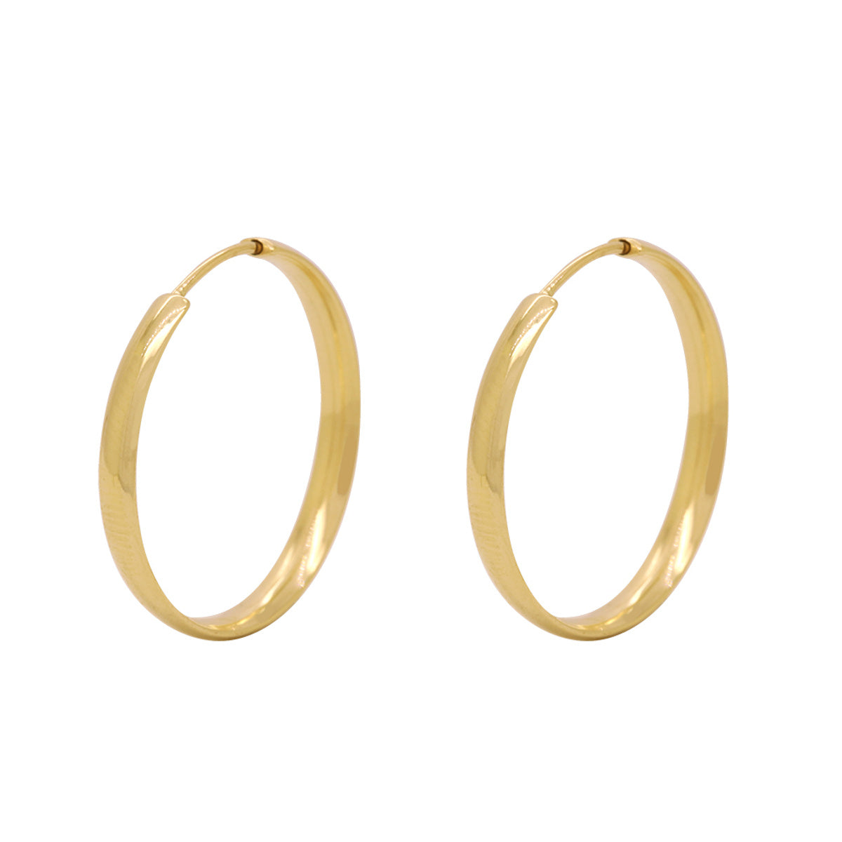 Brinco Argola Redonda Fio Abaulado Bitola 2,30 mm Diâmetro 2,00 cm em Ouro 18K