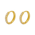 Brinco Argola Redonda Fio Abaulado Bitola 2,40 mm Zircônias Brancas Diâmetro 1,20 cm em Ouro 18K