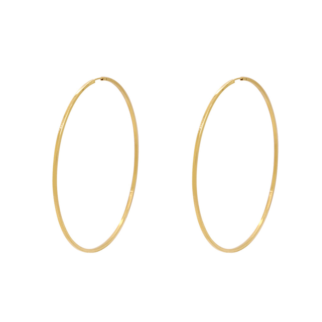 Brinco Argola Redonda Fio Quadrado Bitola 1,00 mm em Ouro 18K