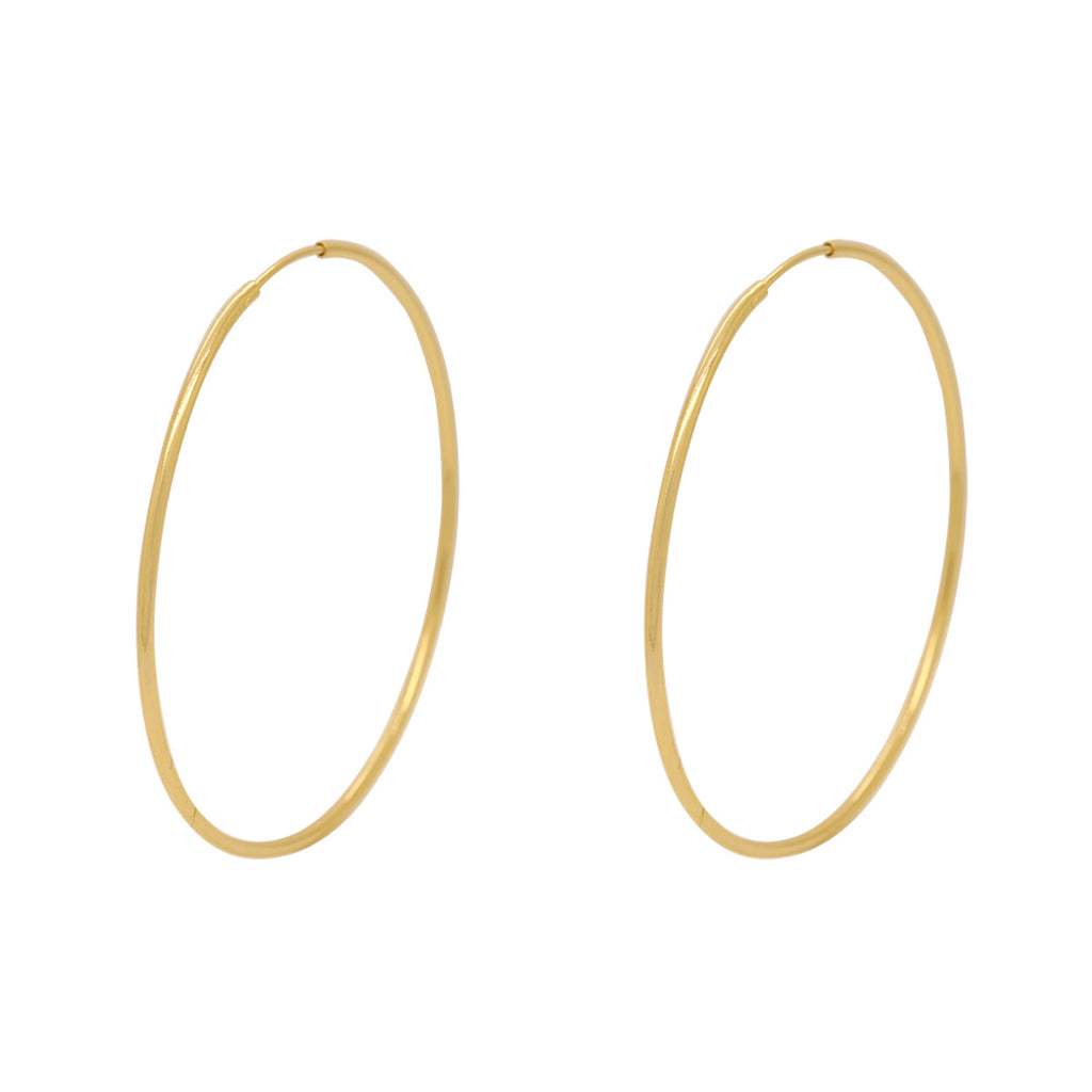 Brinco Argola Redonda Fio Redondo Bitola 1,00 mm em Ouro 18K