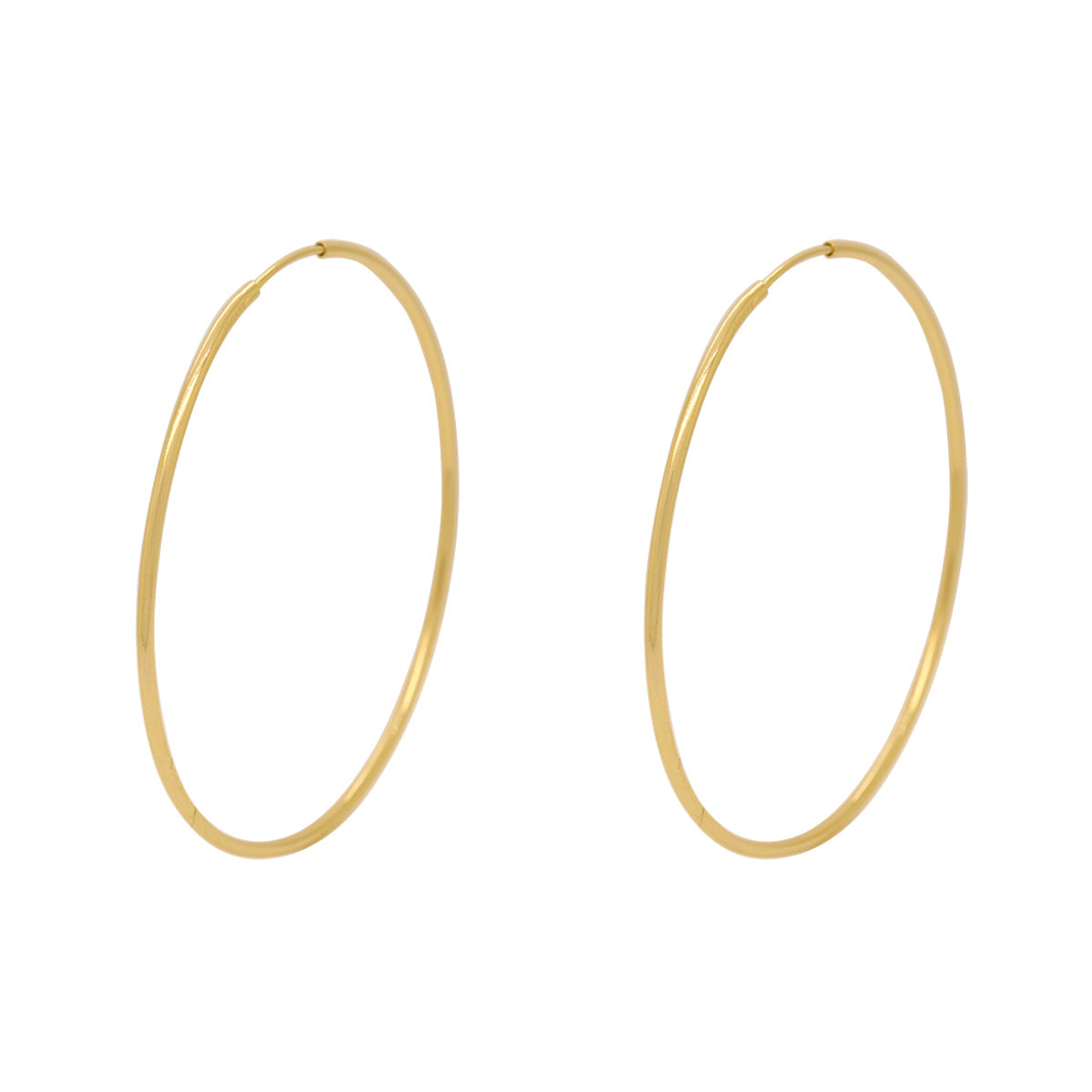 Brinco Argola Redonda Fio Redondo Bitola 1,00 mm em Ouro 18K