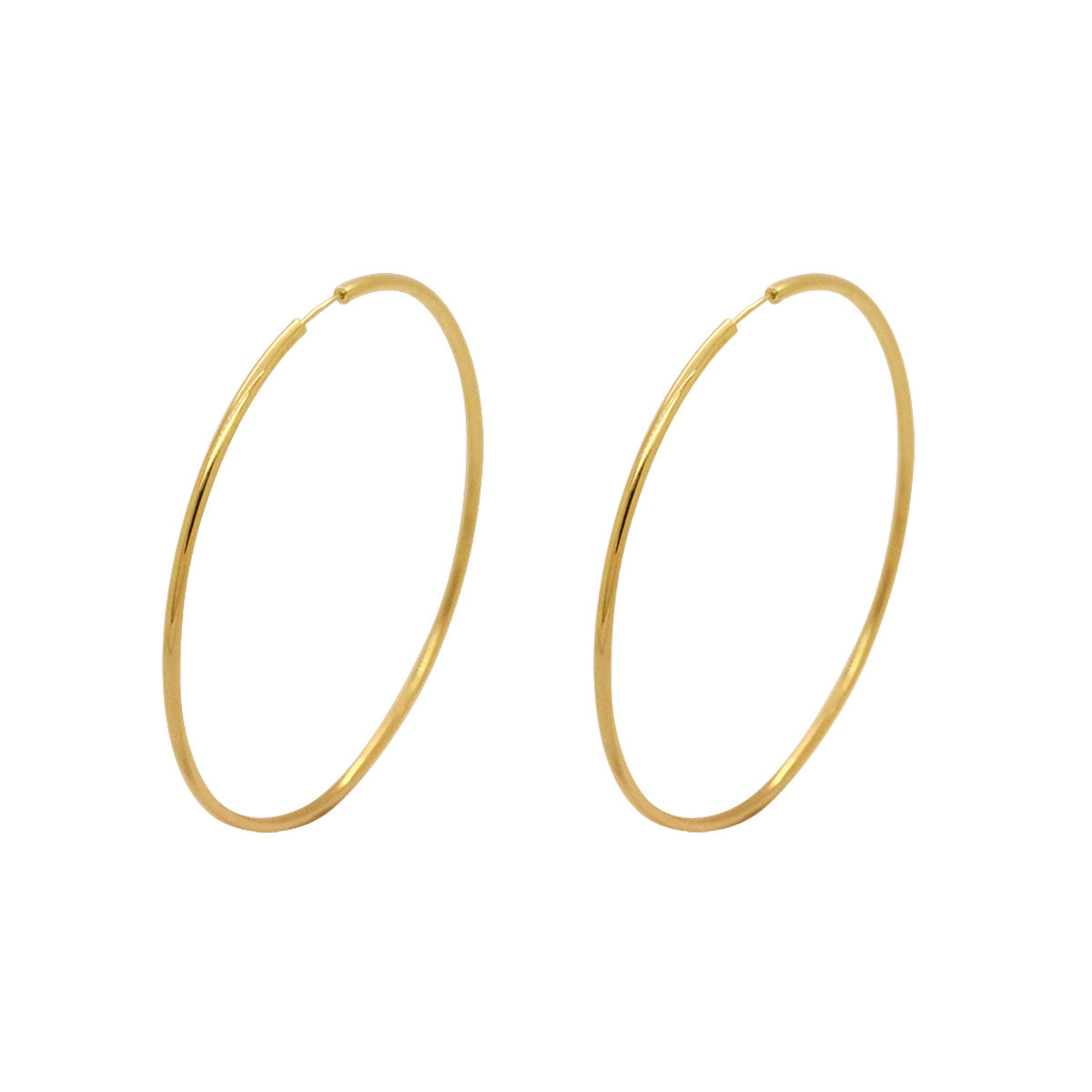 Brinco Argola Redonda Fio Redondo Bitola 2,00 mm Diâmetro 6,5 cm em Ouro 18K