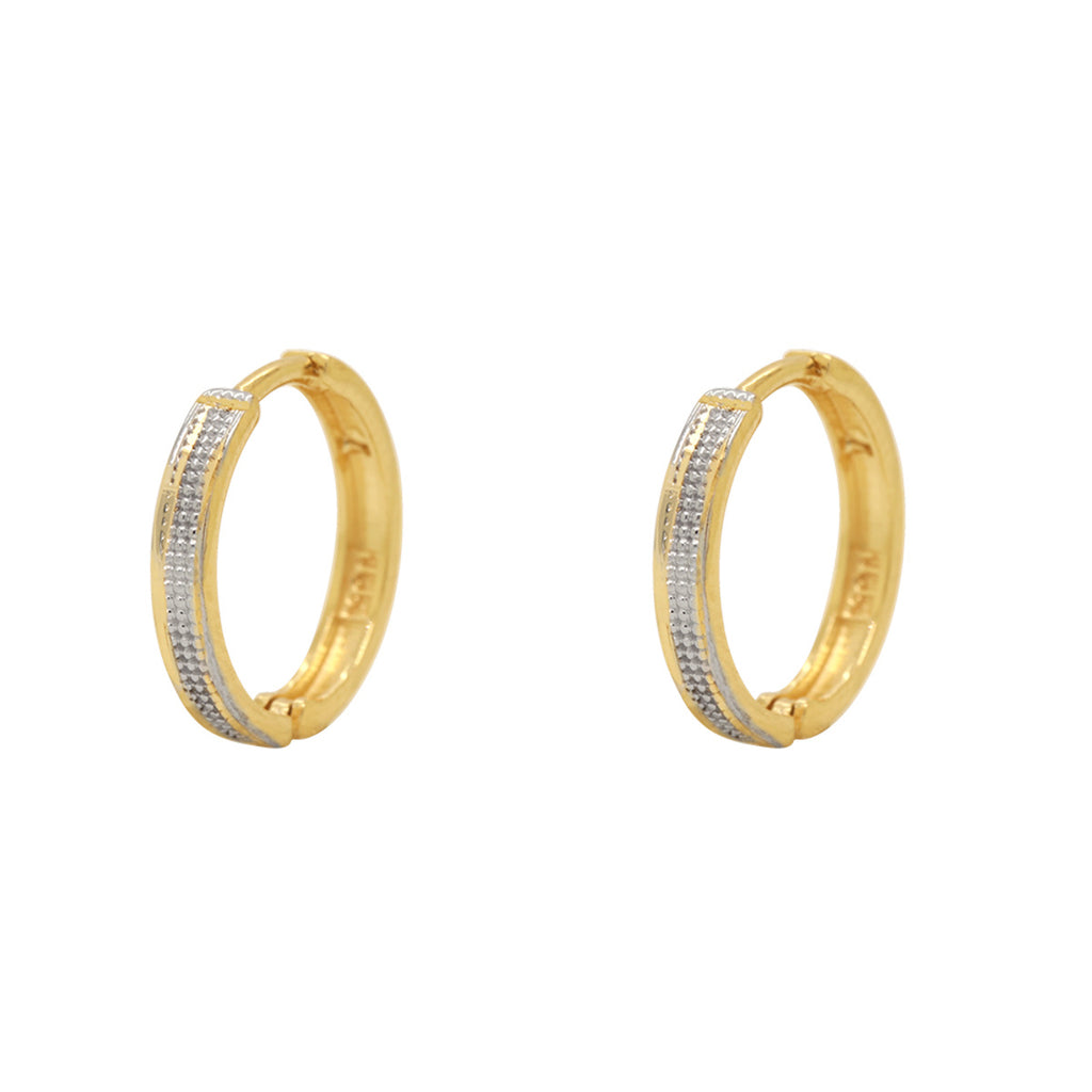 Brinco Argola Redonda Rodinado Diâmetro 1,20 cm em Ouro 18K