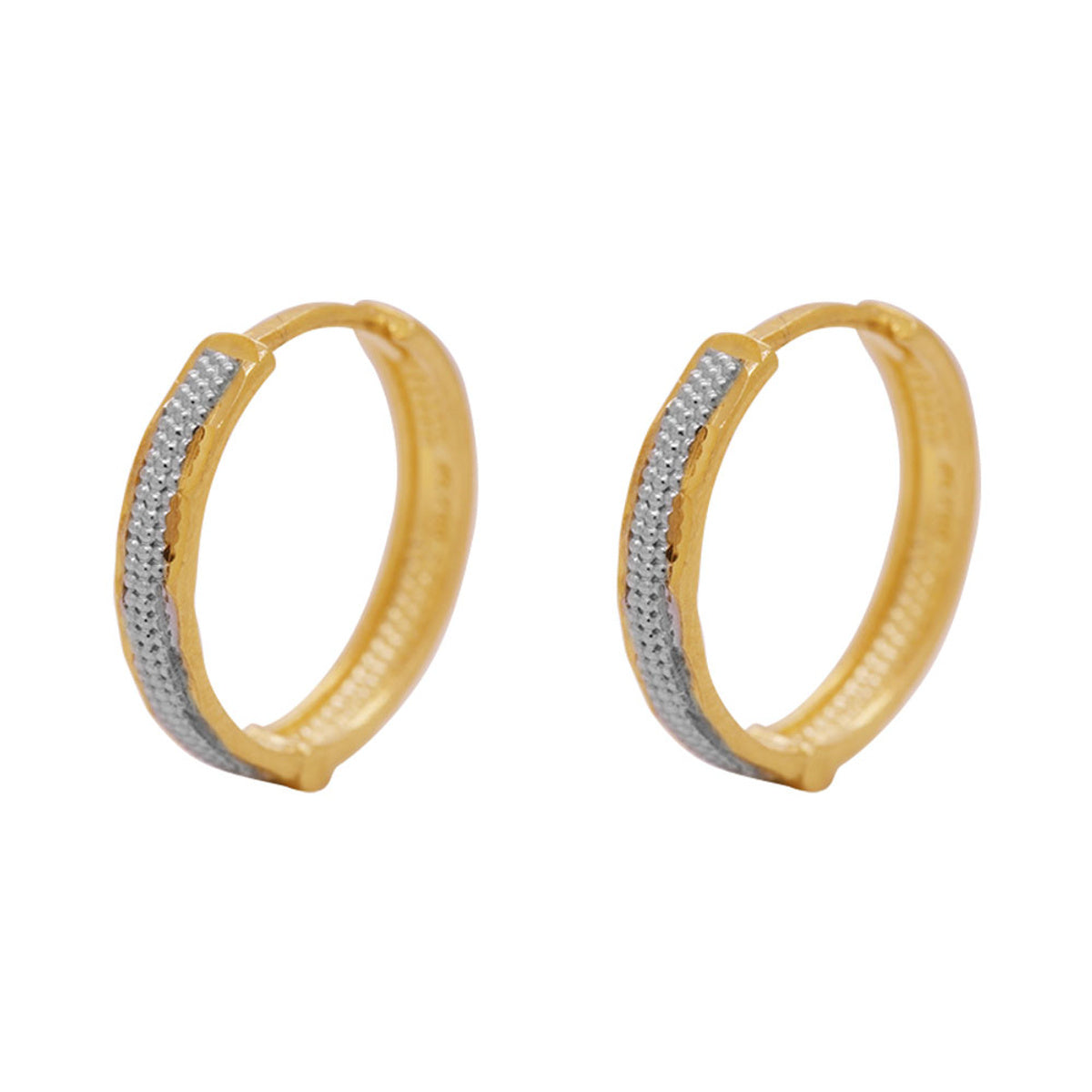 Brinco Argola Redonda Rodinado Diâmetro 1,40 cm em Ouro 18K