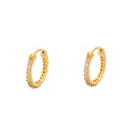 Brinco Argola Redonda Zircônias Brancas em Ouro 18K