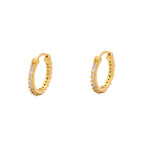 Brinco Argola Redonda Zircônias Brancas em Ouro 18K