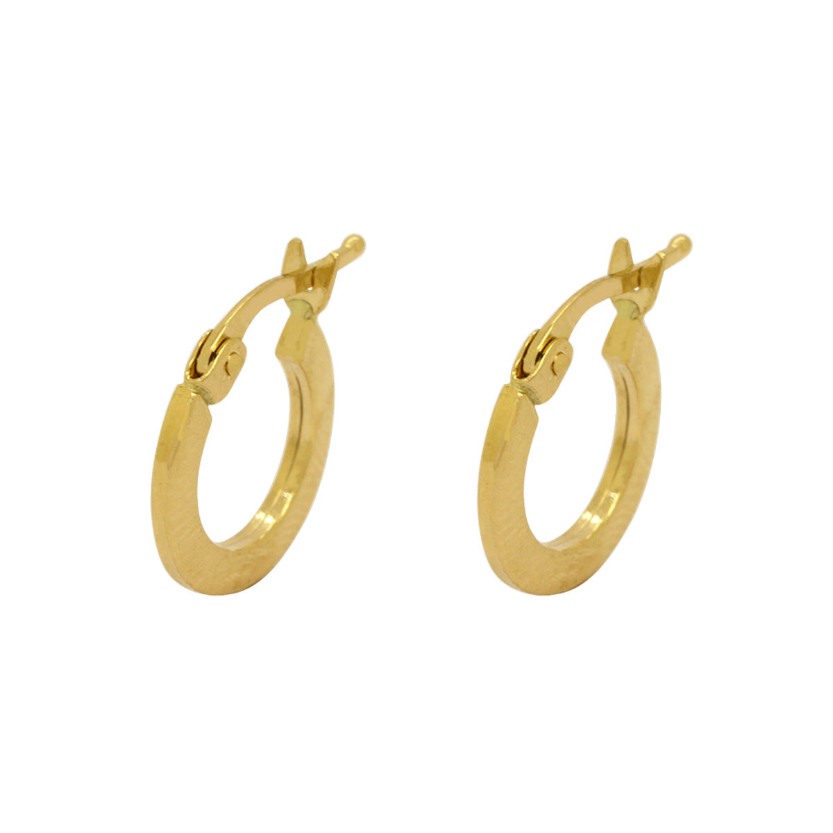 Brinco Argola Redondo Fio Retangular Bitola 1,50 mm Diâmetro 1,20 cm em Ouro 18K