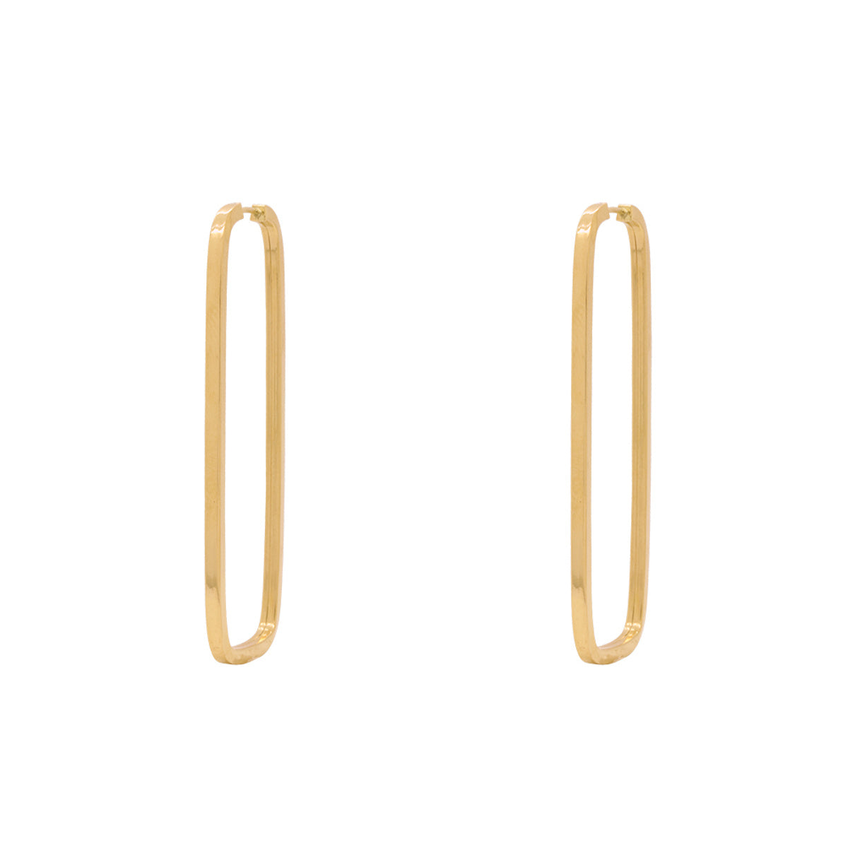 Brinco Argola Retangular Bitola 2,00 mm Diâmetro 2,20 cm em Ouro 18K