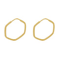 Brinco Argola Sextavada Fio Quadrado Bitola 0,90 mm Diâmetro 1,50 cm em Ouro 18K