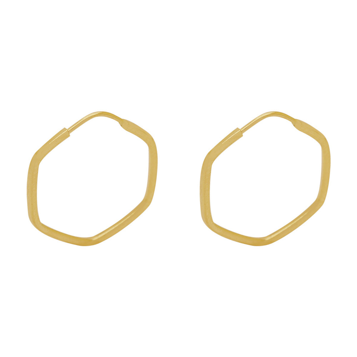 Brinco Argola Sextavada Fio Quadrado Bitola 0,90 mm Diâmetro 1,50 cm em Ouro 18K
