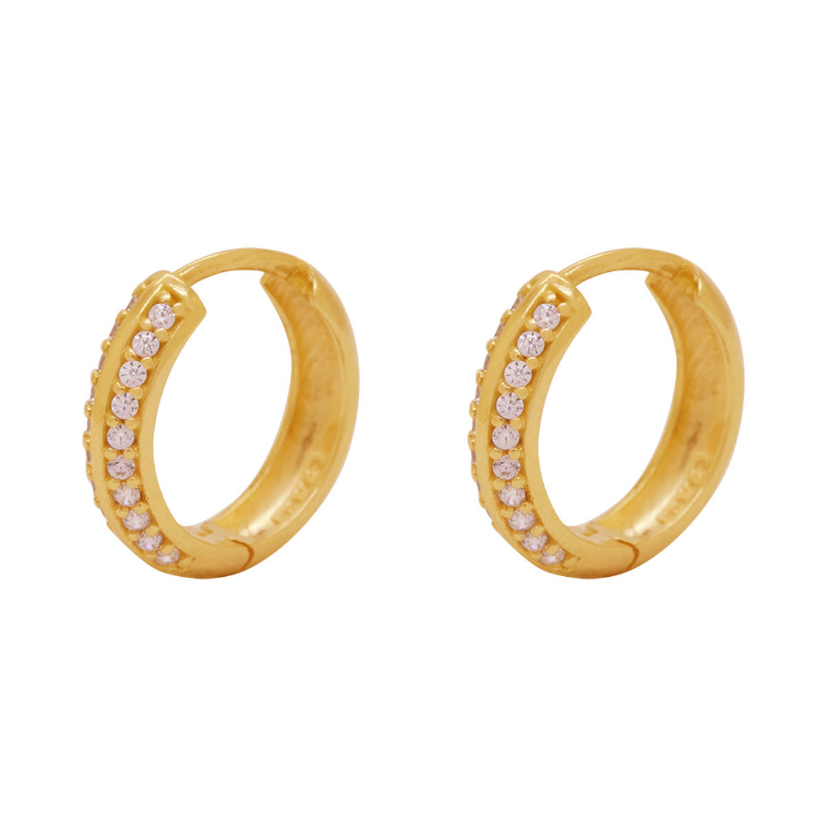 Brinco Argola Zircônias Brancas em Ouro 18K
