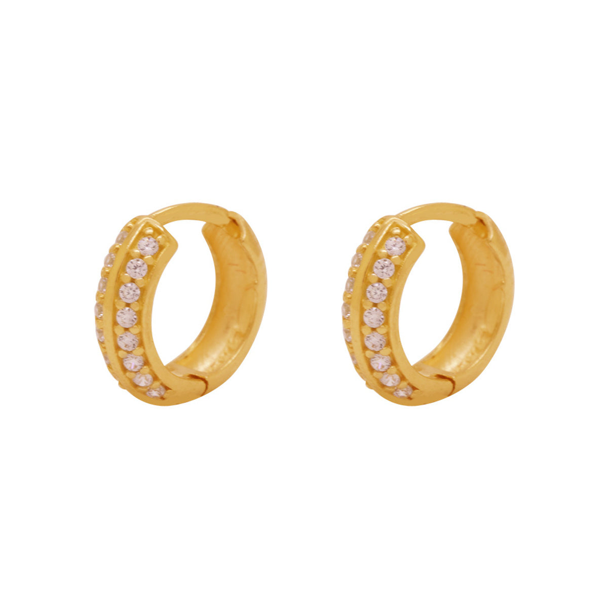 Brinco Argola Zircônias Brancas em Ouro 18K