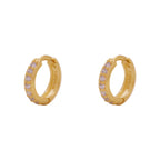 Brinco Argola Zircônias Brancas em Ouro 18K