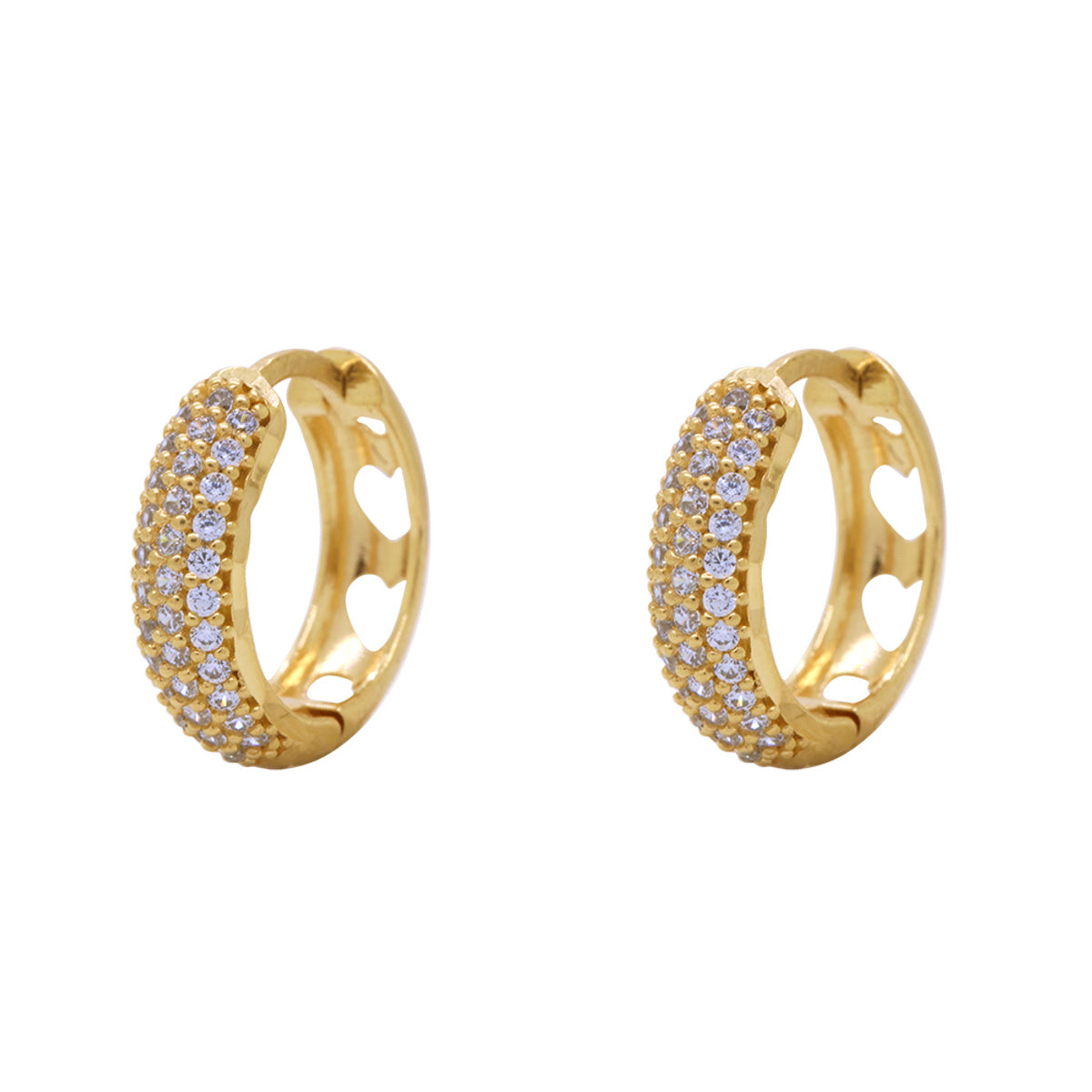 Brinco Argola Zircônias Brancas em Ouro 18K