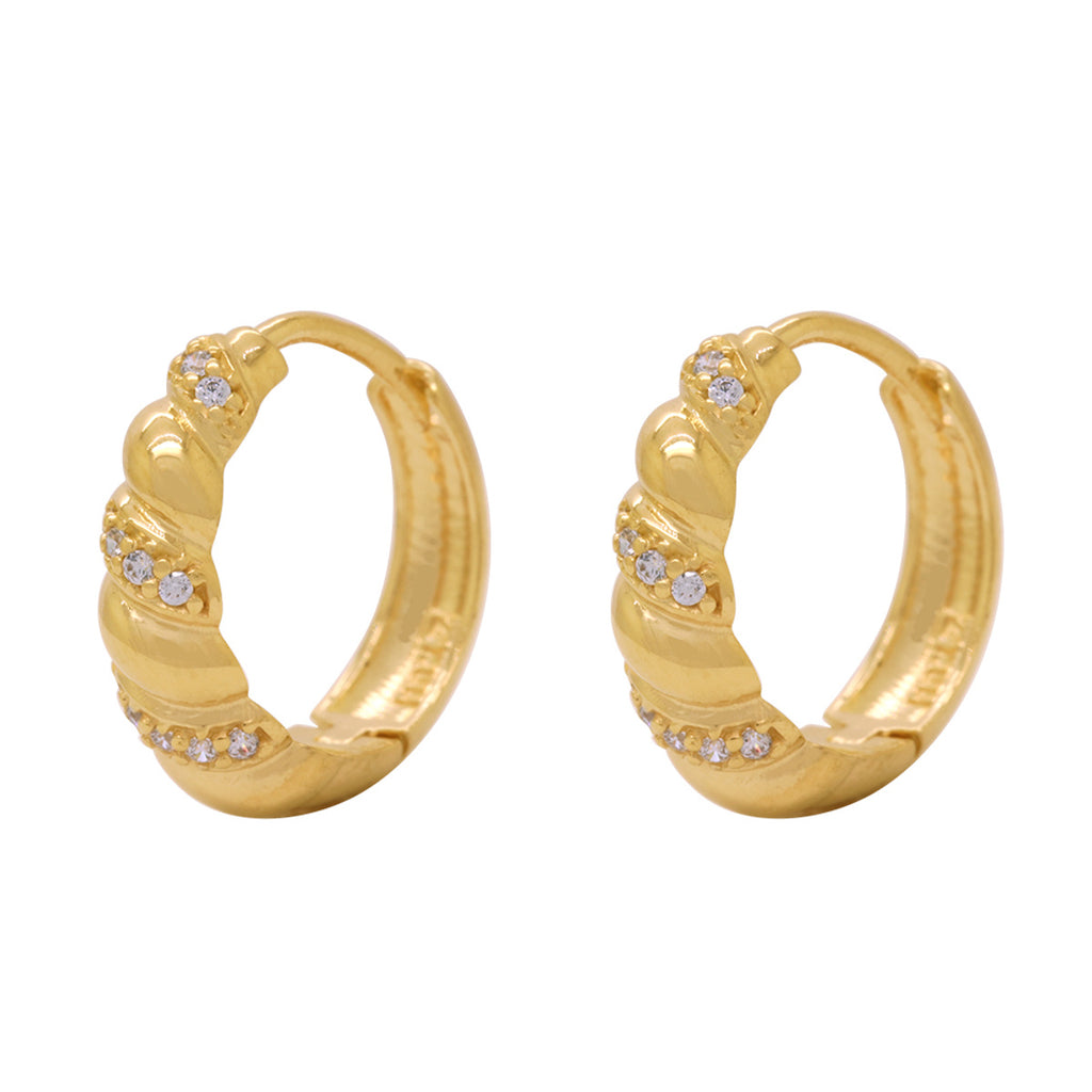 Brinco Argola Zircônias Brancas em Ouro 18K