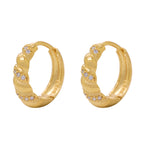 Brinco Argola Zircônias Brancas em Ouro 18K