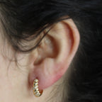 Brinco Argola Zircônias Brancas em Ouro 18K