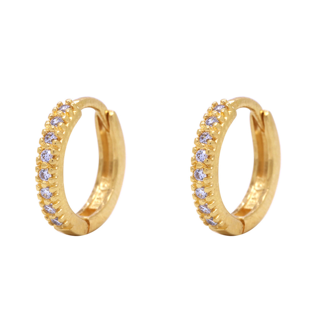 Brinco Argola Zircônias Brancas em Ouro 18K